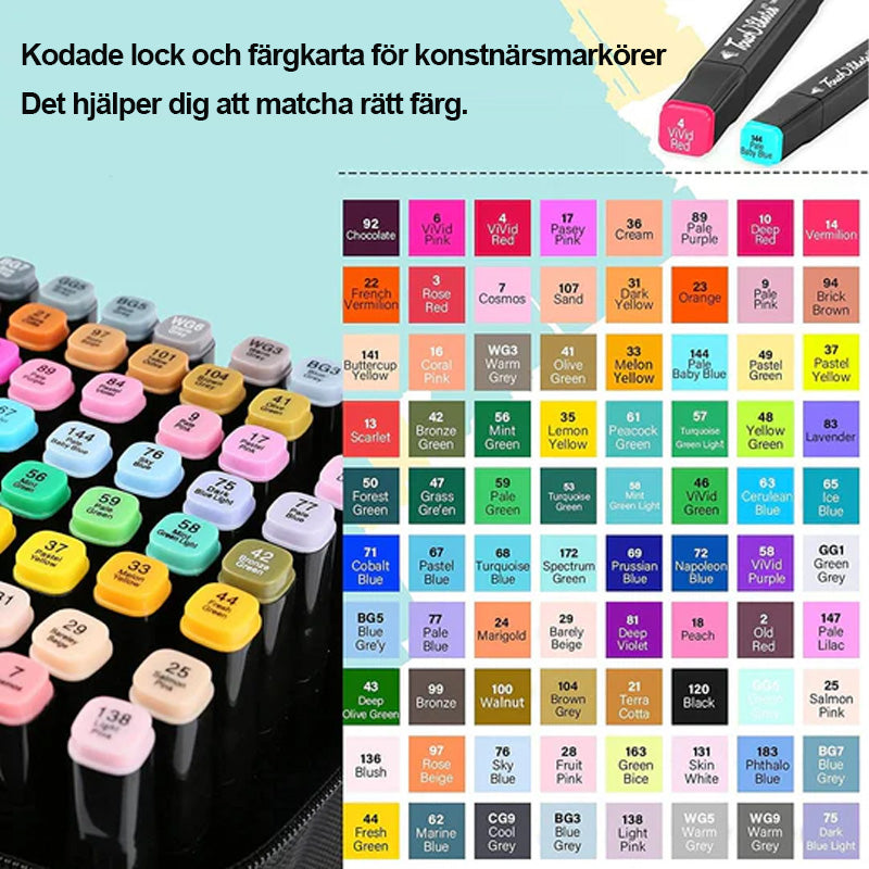 80 färger Premium Dual Tip Markers Set med väska