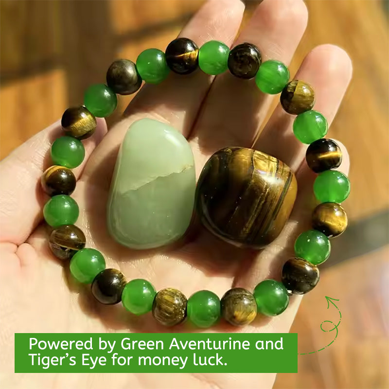 Money Attraction Bracelet with Green Aventurine & Tiger Eye