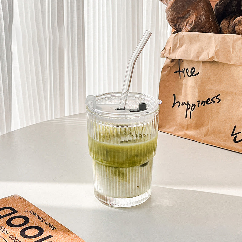 Glass Cup with Straw & Lid