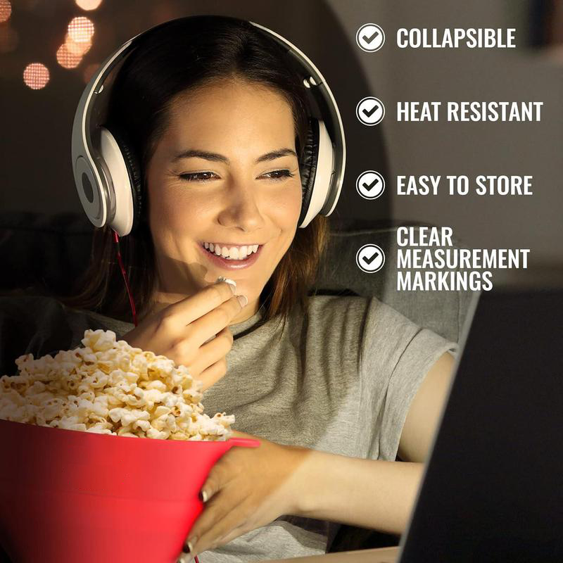 Collapsible Silicone Popcorn Bowl (with handles)