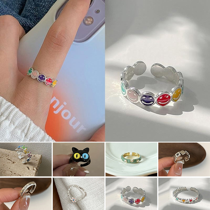 Justerbar ring med smiley face element