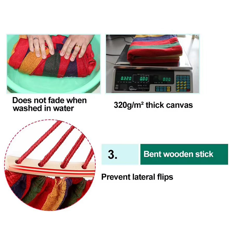Outdoor Thick Canvas Hammock with Ropes