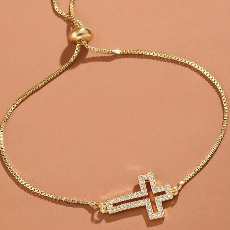 Rhinestone Cross Charm Bracelet