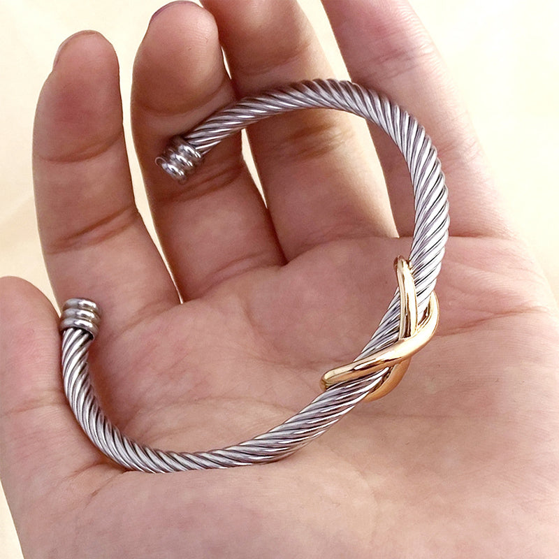 Bracelet Two Tone Twisted Bangle