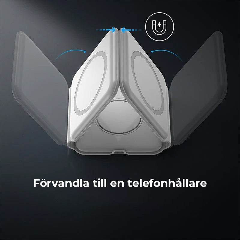 Ny hopfällbar 3-i-1 trådlös laddare