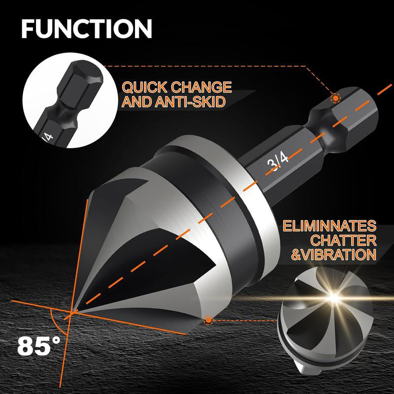 Four Spiral Flute Step Drill Bit Set