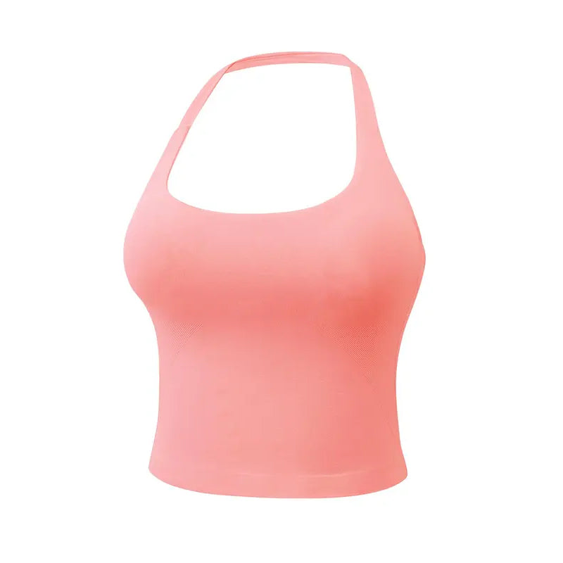 Women's Solid Removable Chest Pad Sports Tank Top