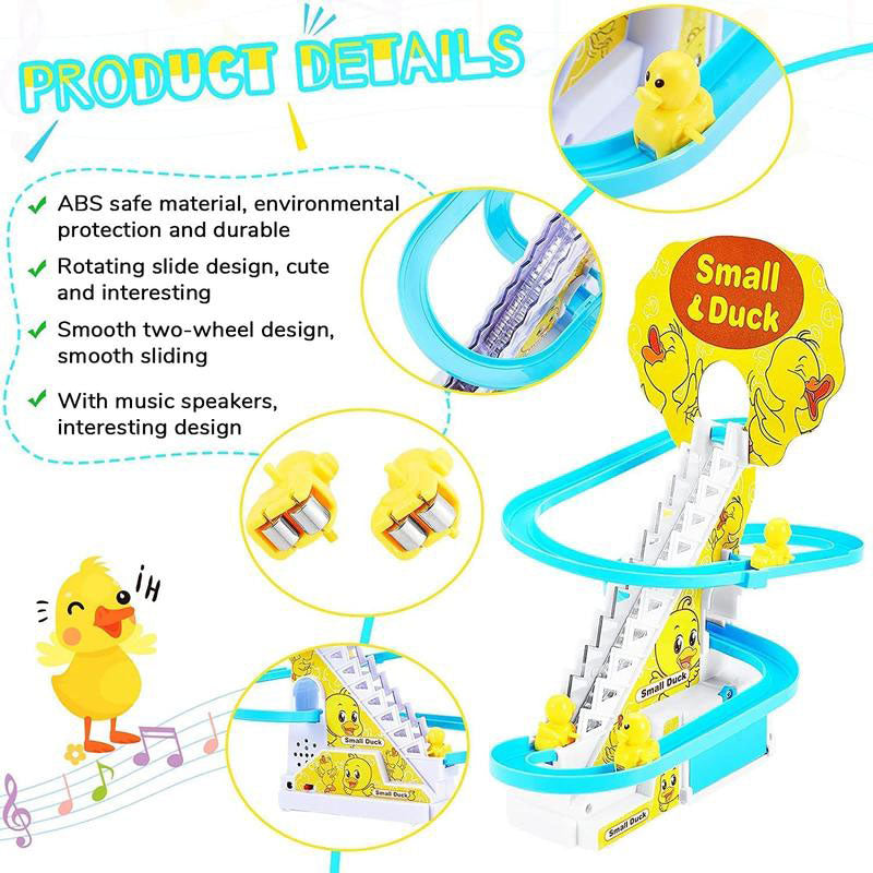 Electric Duck Climbing Race Track Toy – LED Lights & Music Roller Coaster Playset