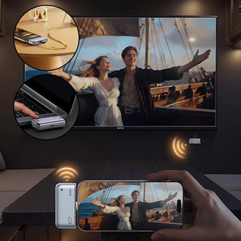 Type-C Wireless HDMI Transmitter and Receiver for Phone/Tablet/Laptop/PC to Monitor/Projector/TV Box