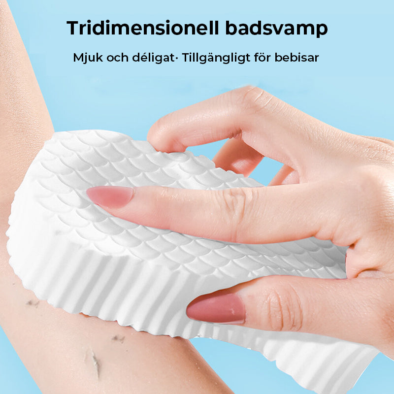 Magisk exfolierande badsvamp