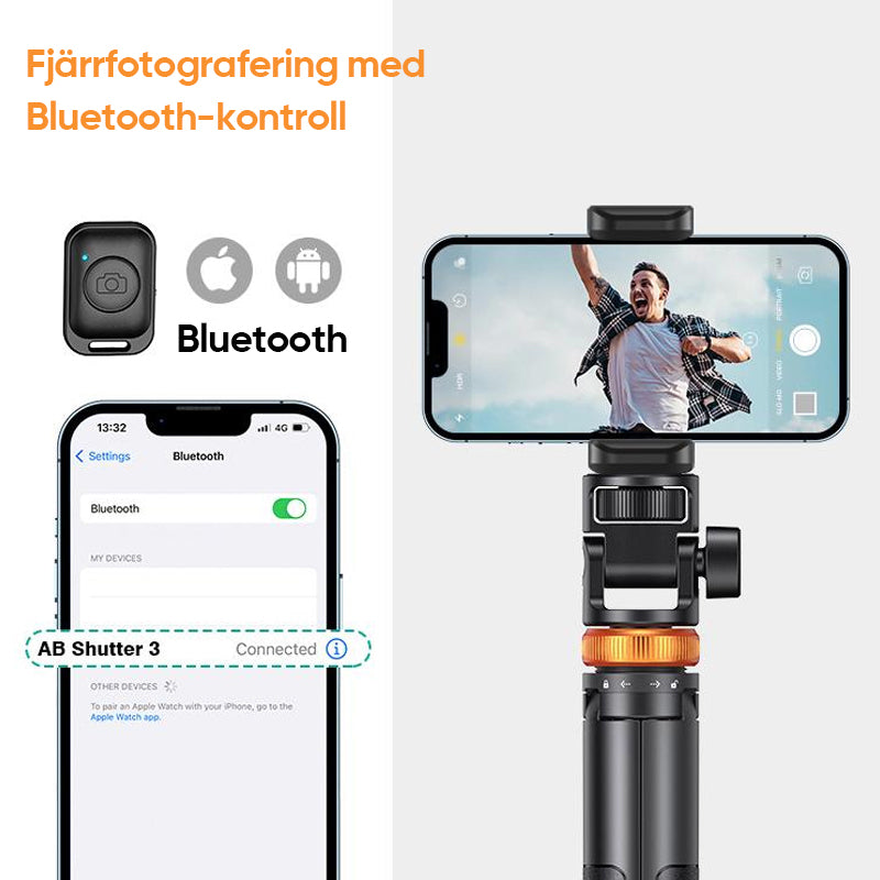 Selfie Stick-stativ med Bluetooth-fjärrkontroll
