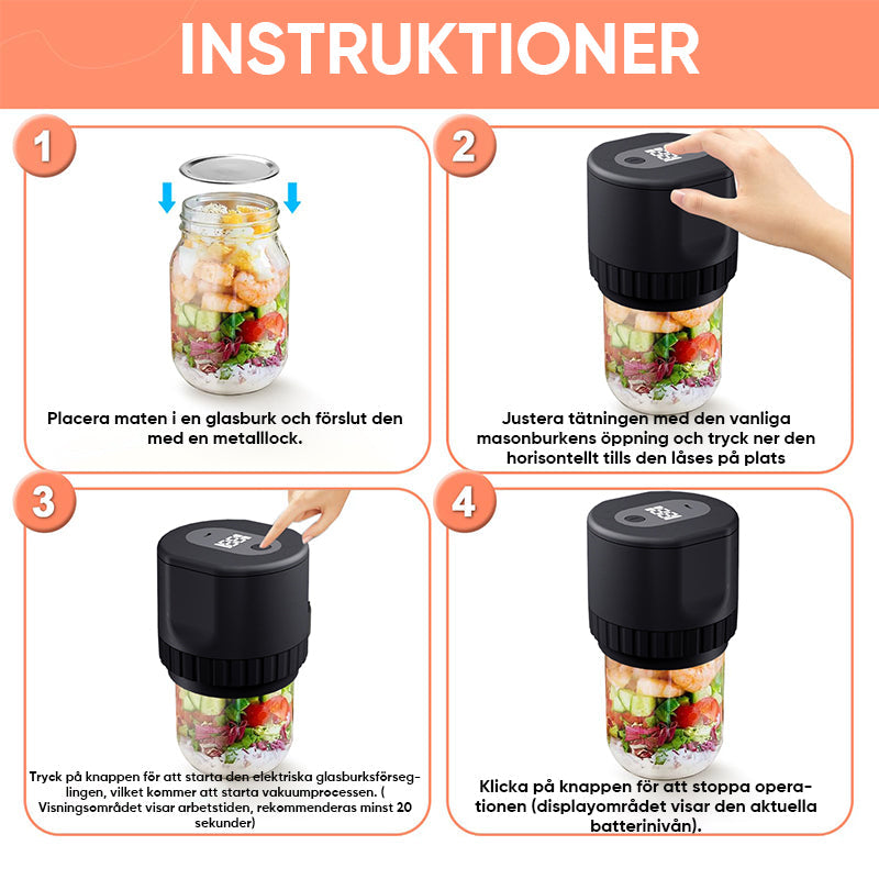 Elektrisk vakuumförsegling för Mason-burkar