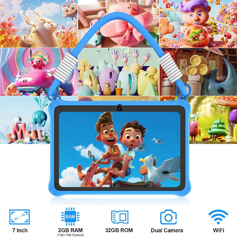 7-inch kids tablet with protective silicone case