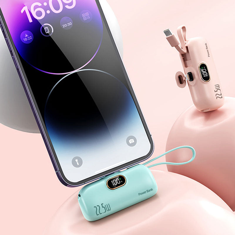 Mini Portable Charger with Built-in Cable