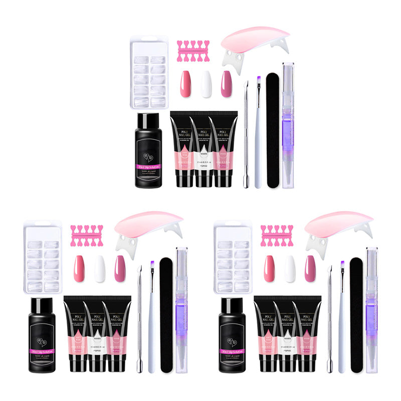 Long-lasting Poly Nail Gel Kit with UV Lamp