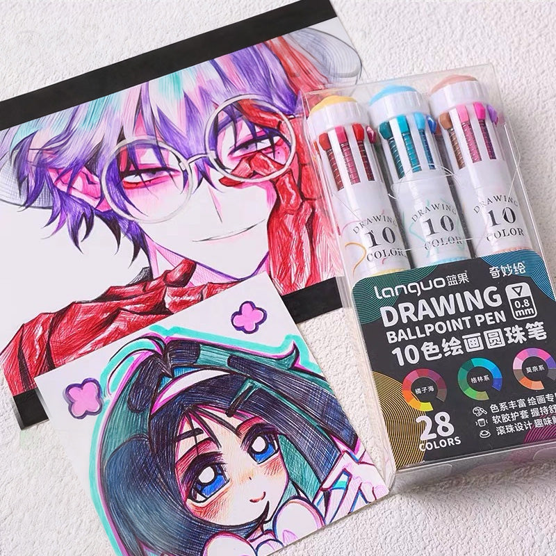 6-Pack Multicolor Pens β 10-in-1 Colored Ballpoint Pen Set