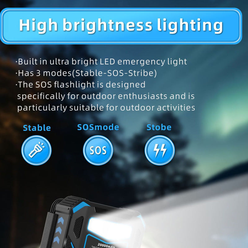 20000mAh Solar Wireless Portable Charger with 4 Built-in Cables & 7 Outputs