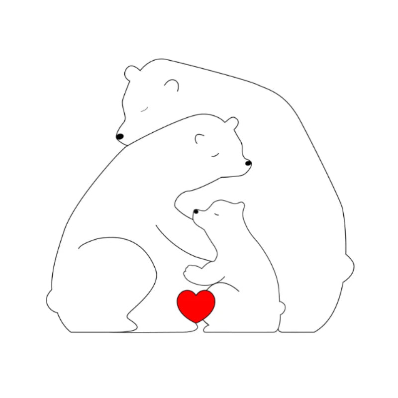 Familjepussel med björnar i trä