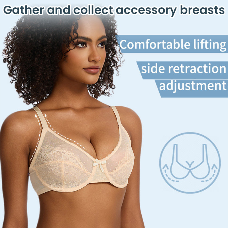 Floral Lace Breathable Mesh Comfort Bra