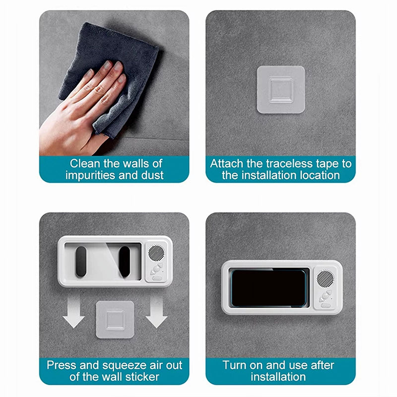 Shower Phone Holder with Bluetooth Speaker