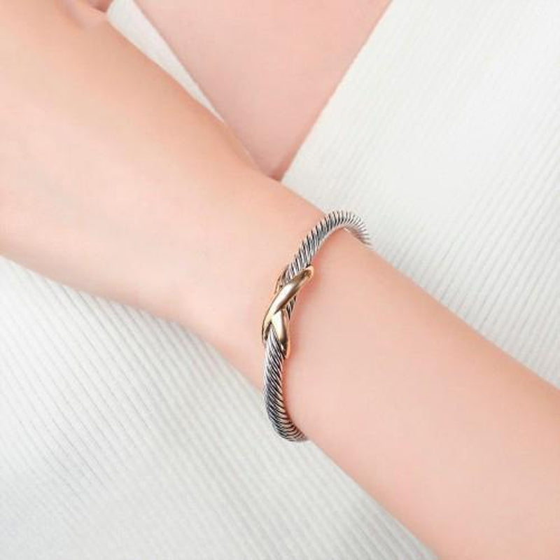 Bracelet Two Tone Twisted Bangle