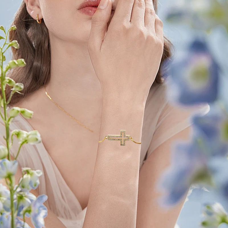 Rhinestone Cross Charm Bracelet