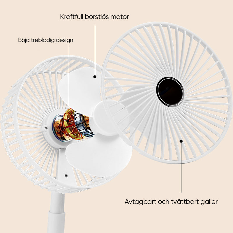 Teleskopisk fällbar fläkt