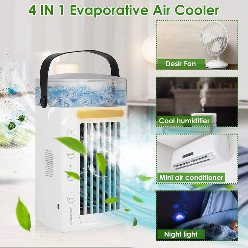 Portable Air Conditioners | Evaporative Cooler with Water Mist, 3 Speeds & Nightlight