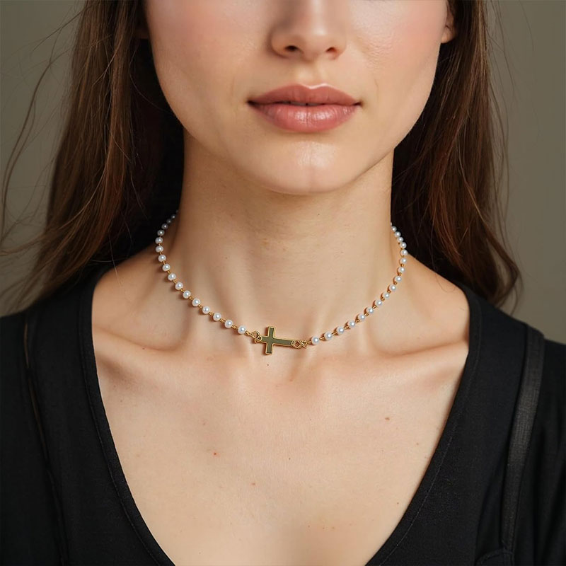 Cross Pearl Necklace