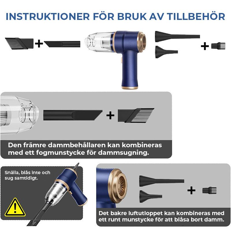 Bärbar sladdlös bil och hushållsdammsugare