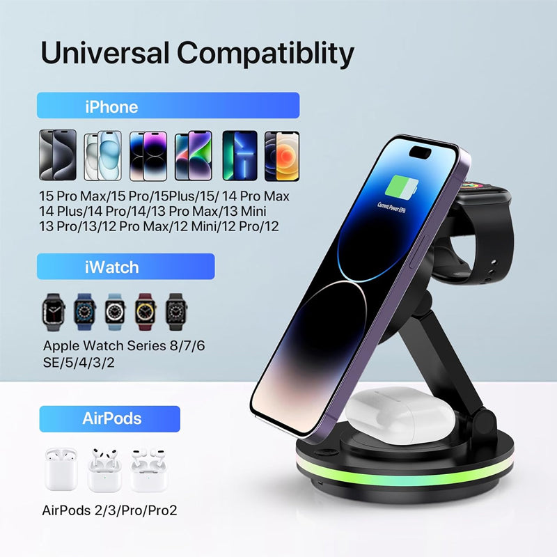 3-in-1 Magnetic Wireless Fast Charger