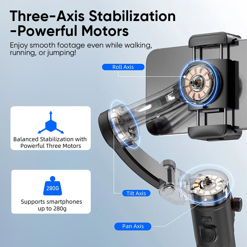 Smart 3-Axis Gimbal Stabilizer with AI Tracking – Professional Video Shooting Tool