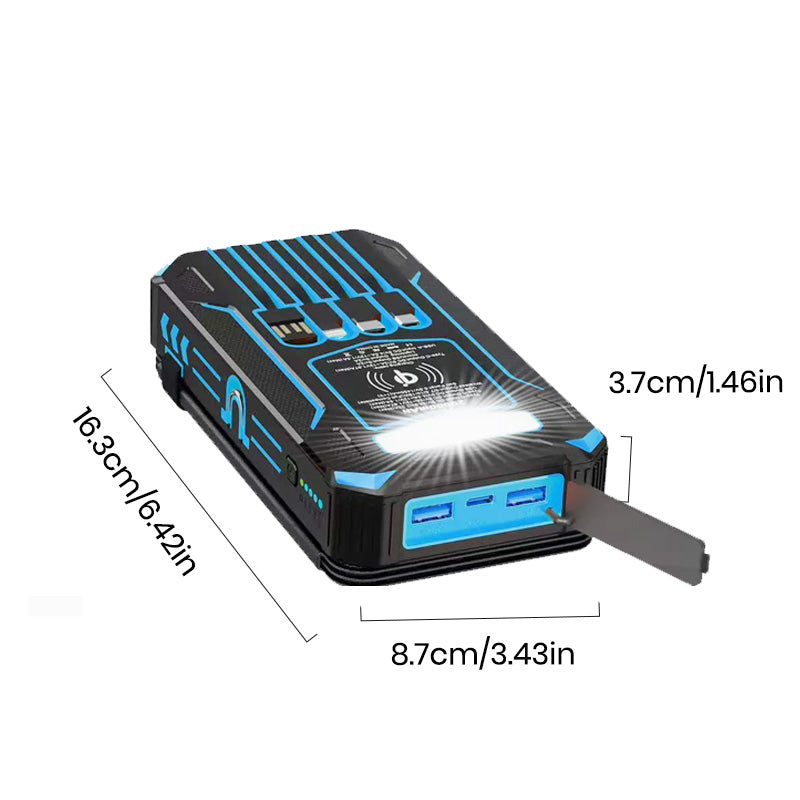 20000mAh Solar Wireless Portable Charger with 4 Built-in Cables & 7 Outputs