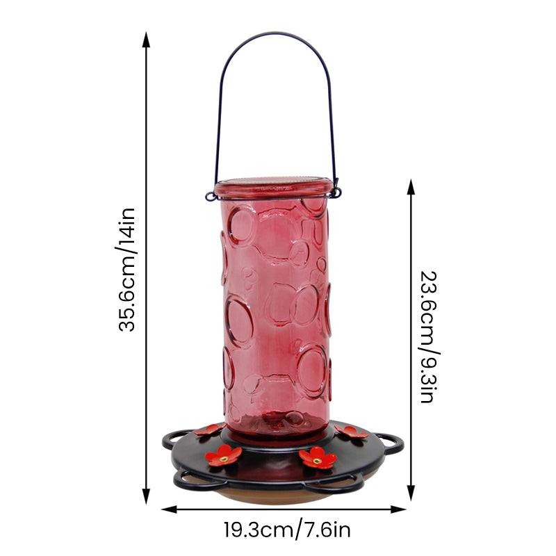 Glass Hummingbird Feeder for Outdoor Hanging