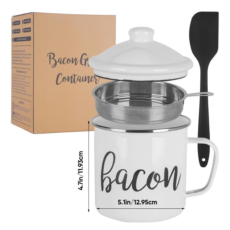 Reuse Bacon Grease Container with Strainer Kitchen Utensils