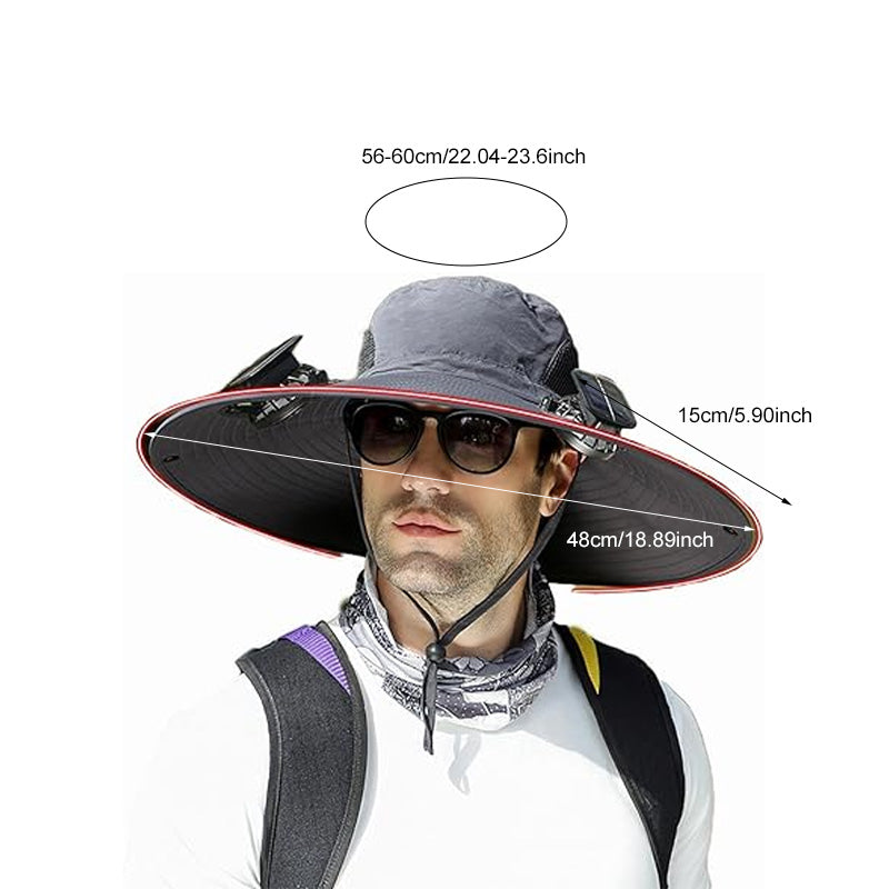 Dual Fan Sun Hat with Solar Charging