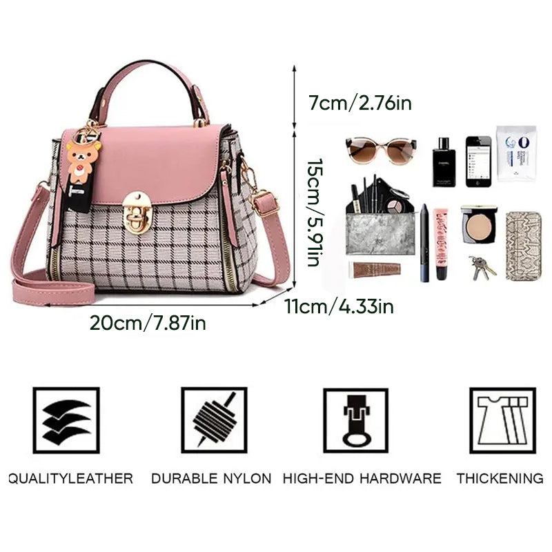 Fashionable Plaid Handbag