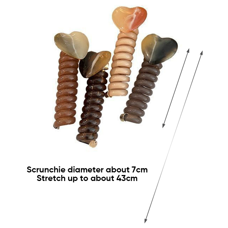 4 PCS - Heart Shaped Straight Telephone Cord Ponytail Holder