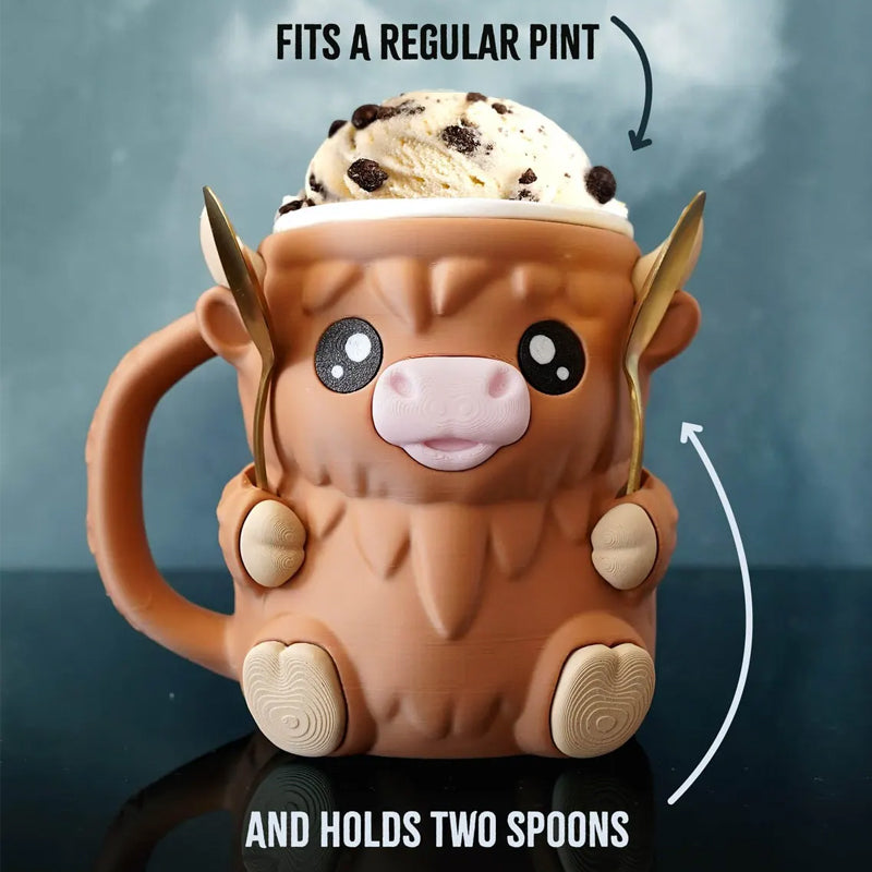 Highland Cow Ice Cream Pint Holder