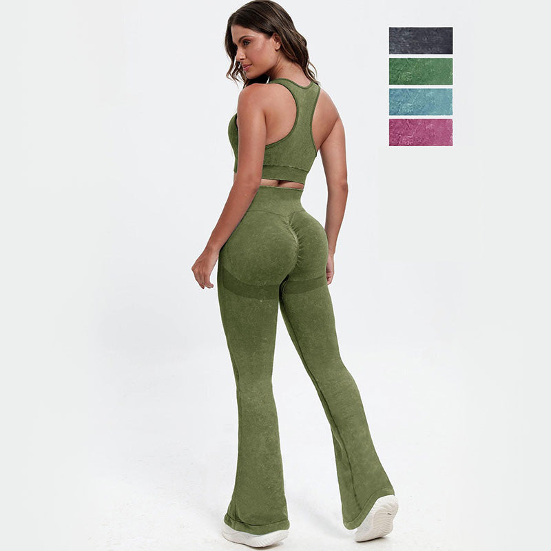 Solid Color Flare Leg Yoga Pants