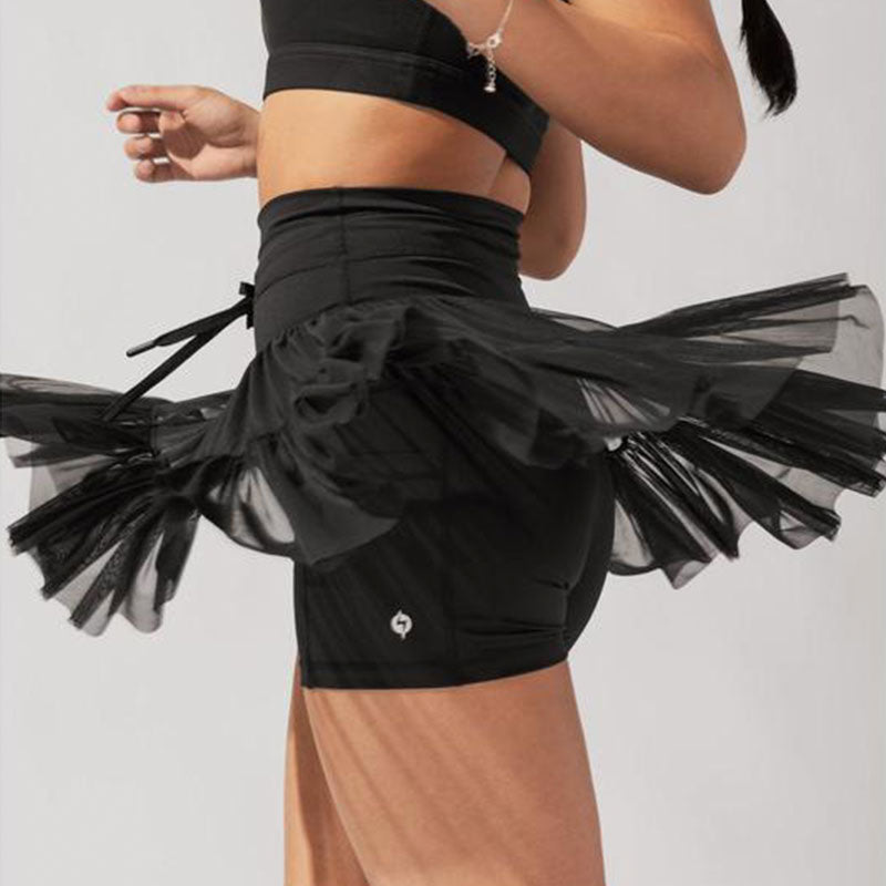 High Waist Pleated Skirt with Safety Shorts