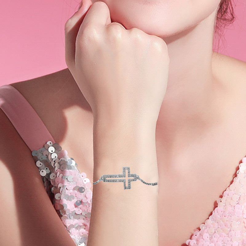 Rhinestone Cross Charm Bracelet
