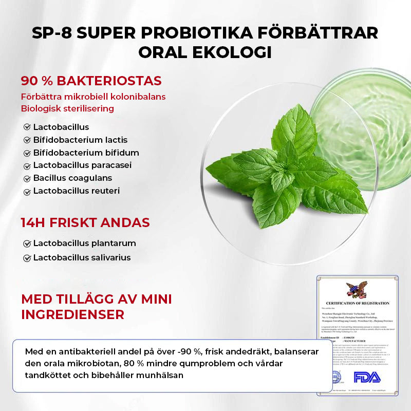 SP-8/SP-10 Probiotisk blekande tandkräm för munhälsa