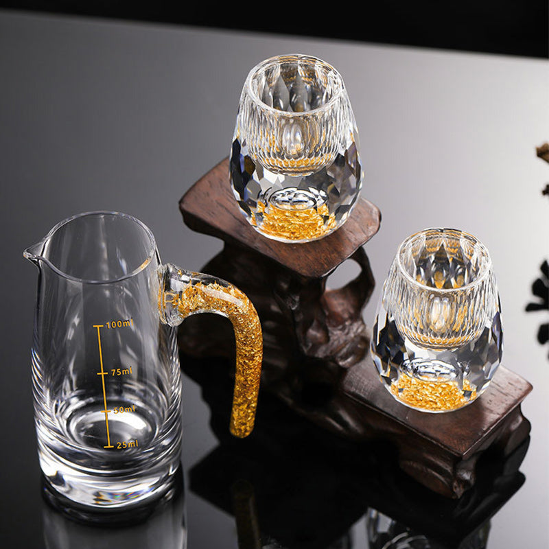 3D Glacier Whiskeyglas Cup Crystal Gold Foil Shotglas