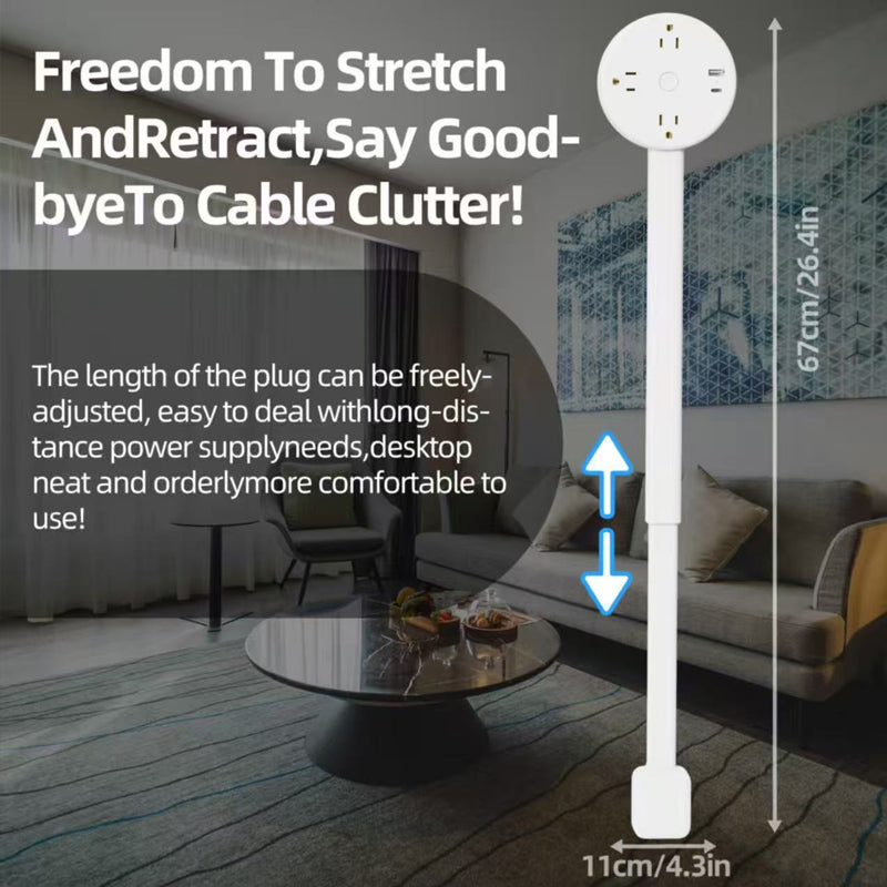 Retractable Rotating Power Strip Extender