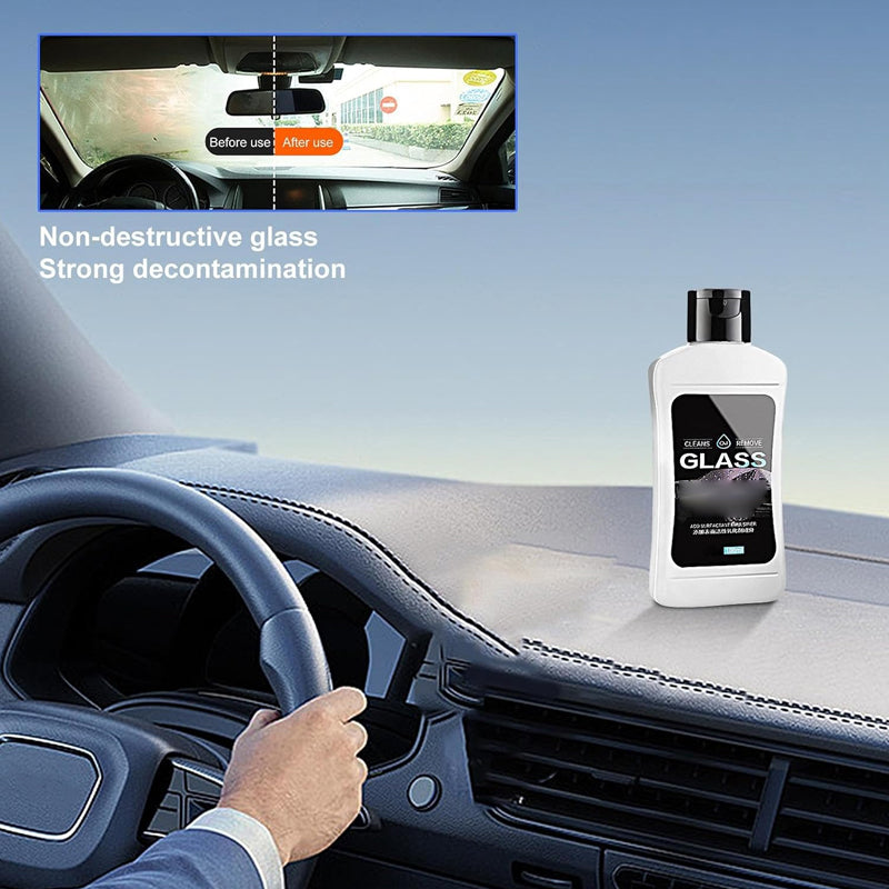 Car glass oil film cleaner
