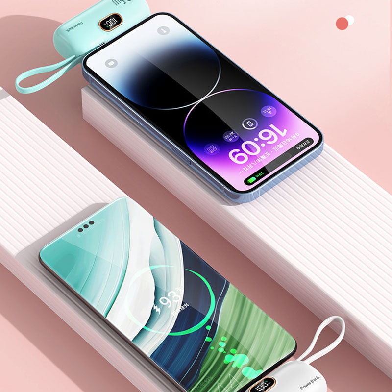 Mini Portable Charger with Built-in Cable