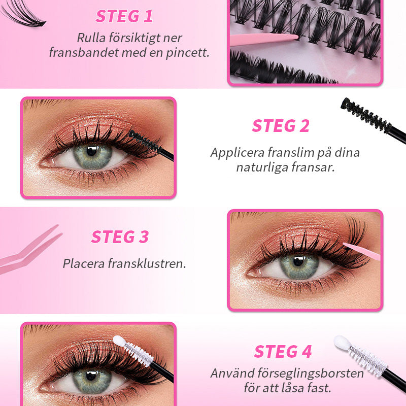 Naturligt fluffigt set med lösögonfransar