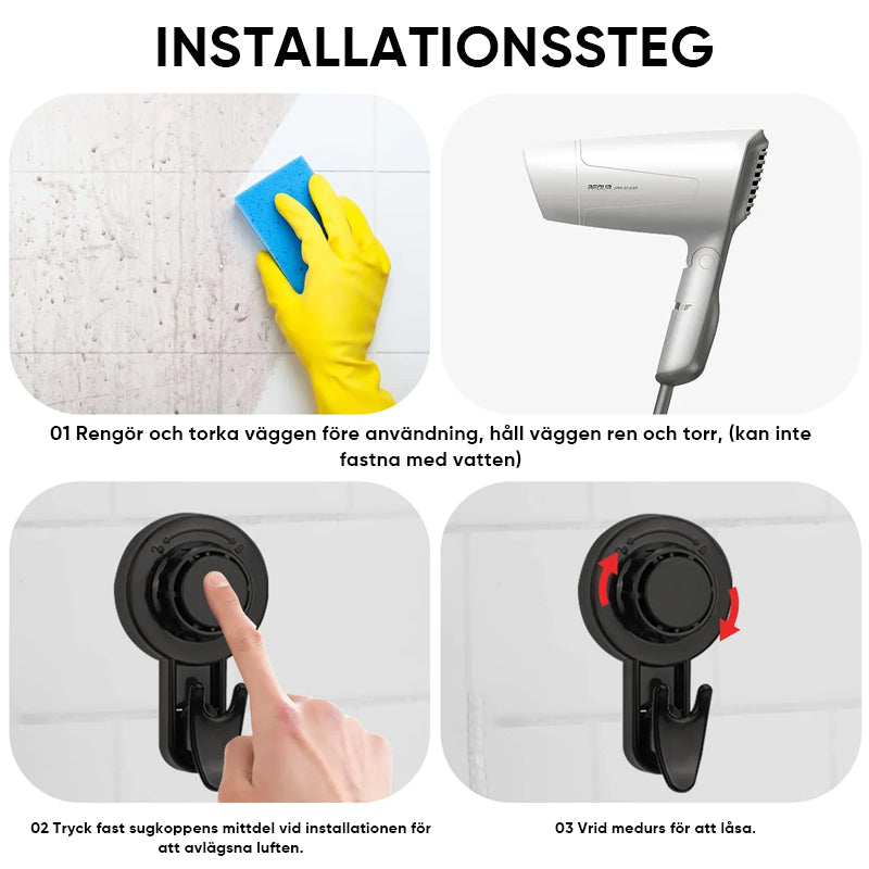 Roterande sugkoppskrokar