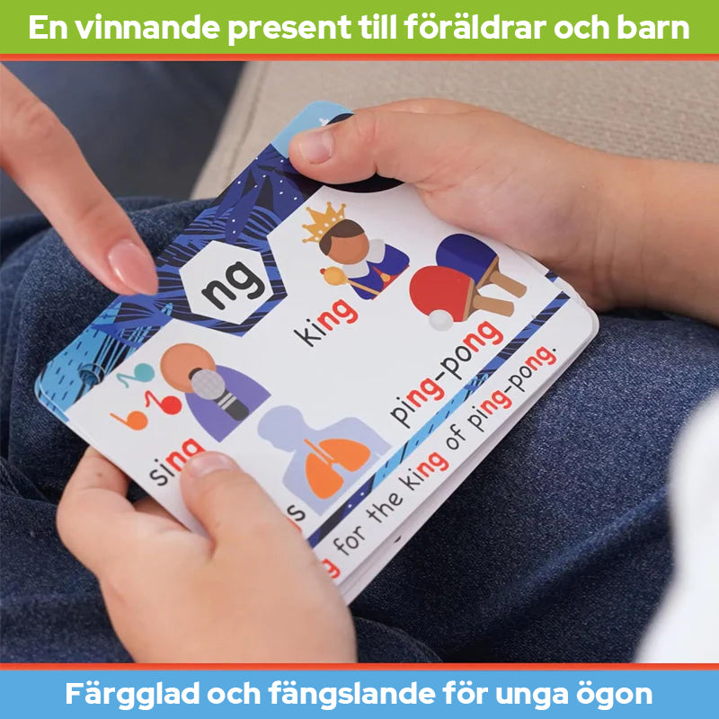 Phonics Flash-kort - Lär dig läsa i 20 steg - Digrafer CVC blandar långa vokalljud